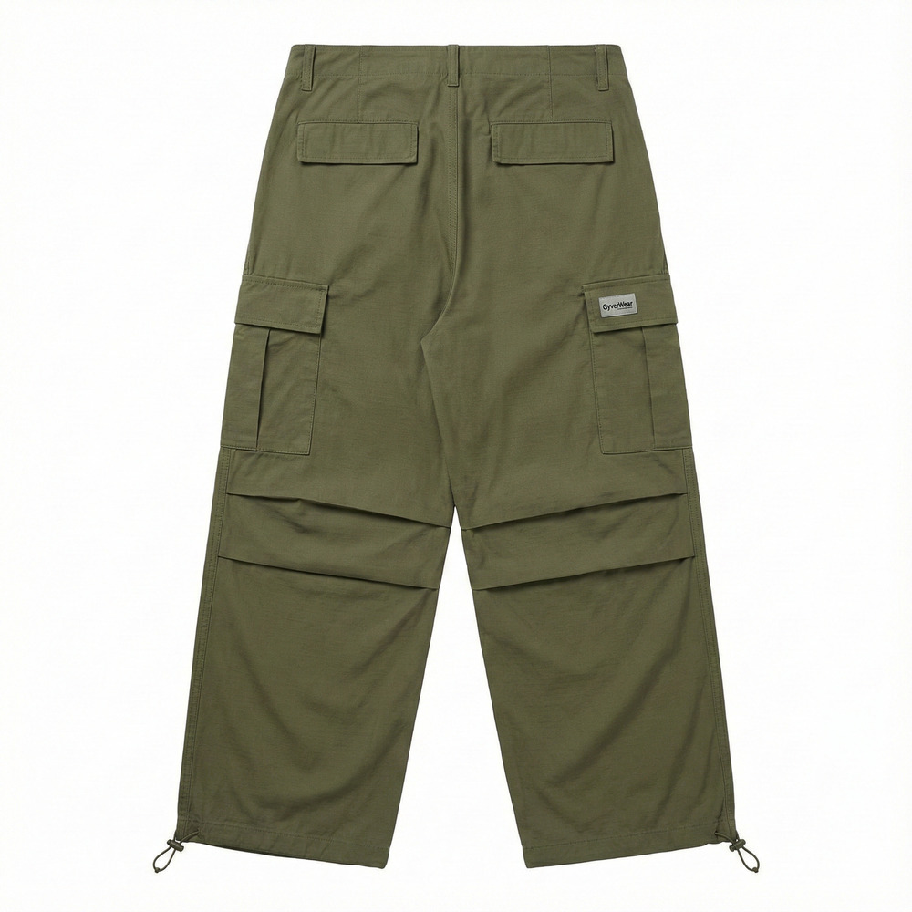 Wide Leg Parachute Cargo Pants